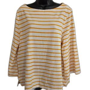 Old Navy Shirt XL Striped Yellow and White Women's Top Casual Minimal Boat Neck